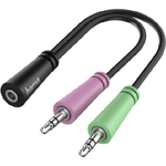 Hama - Audio-Adapter - 4-poliger Mini-Stecker (W) bis Stereo Mini-Klinkenstecker (M) - 15 cm - Schwarz