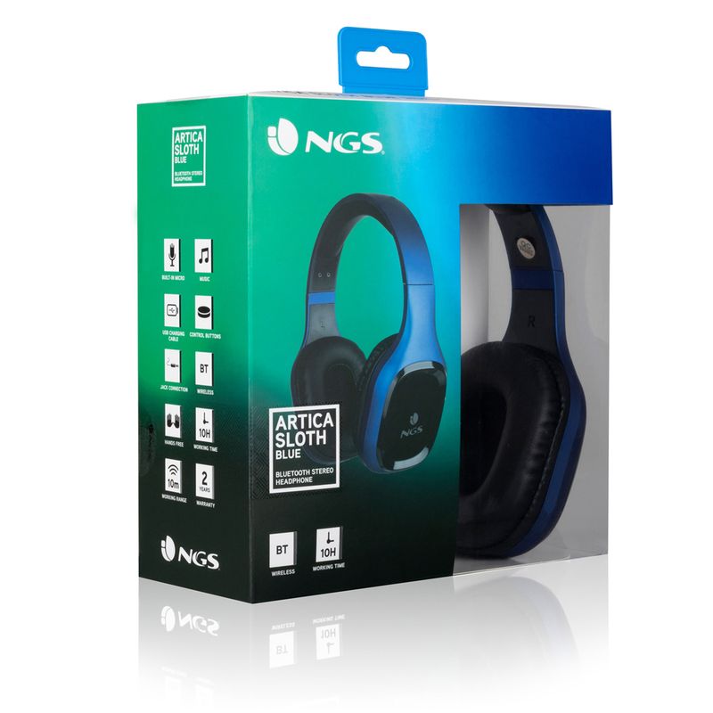 NGS-Artica-Sloth-Auricolare-Con-cavo-e-senza-cavo-A-Padiglione-Musica-e-Chiamate-Bluetooth-Nero-Blu