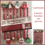 Confezione  8 matite natalizie  cancelleria regali di babbo natale per bambini decorazioni natalizie vintage addobbi idee  regalo renna pupazzo neve