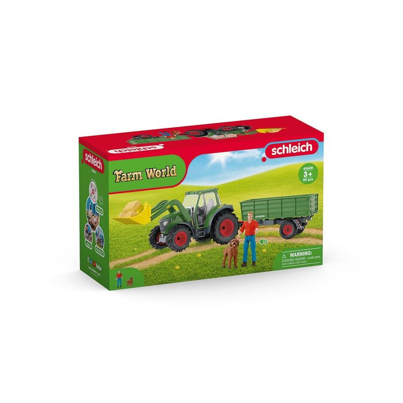 schleich-FARM-WORLD-42608-veicolo-giocattolo--SCHLEICH-Farm-World-Tractor-with-Trailer-Toy-Playset-3-to-8-Years-Multi-co