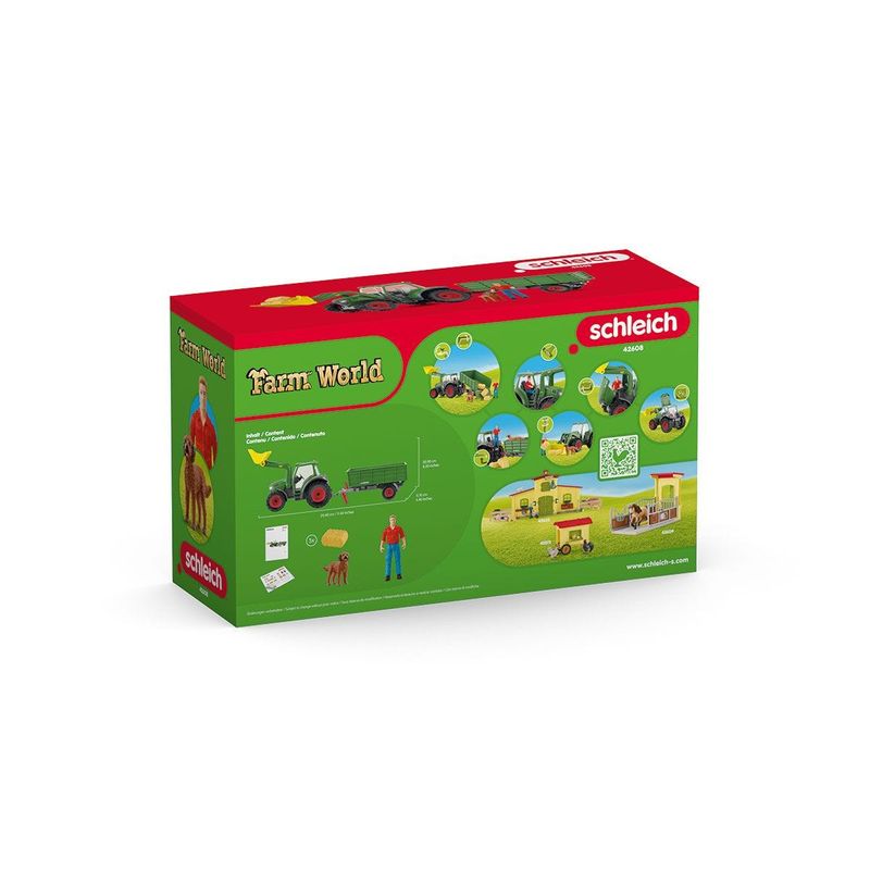 schleich-FARM-WORLD-42608-veicolo-giocattolo--SCHLEICH-Farm-World-Tractor-with-Trailer-Toy-Playset-3-to-8-Years-Multi-co