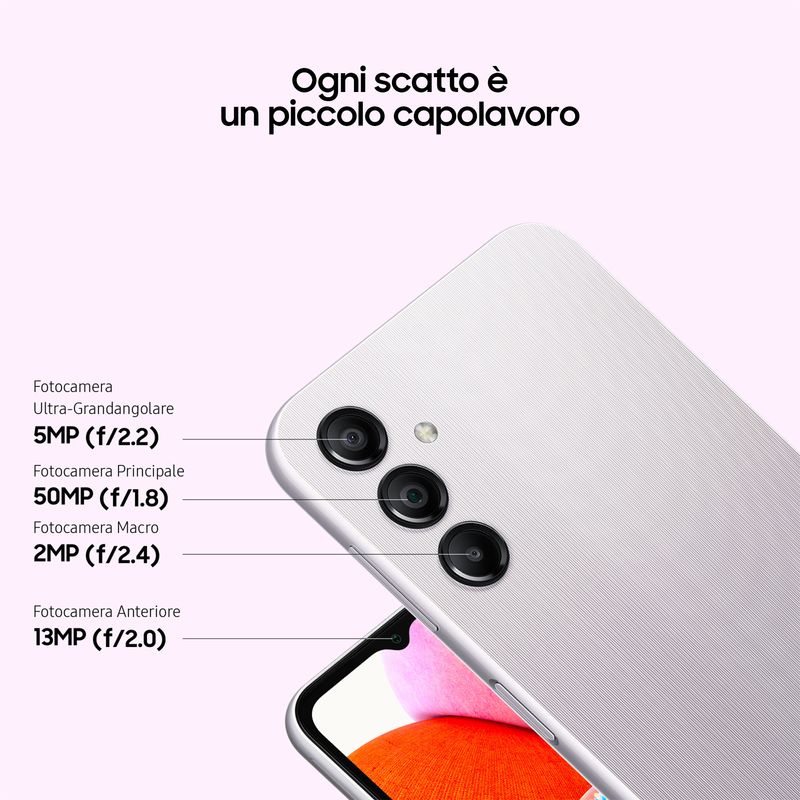 Samsung-Galaxy-A14-Display-LCD-FHD--6.6--Android-13-4GB-RAM-128GB-Doppia-SIM-Batteria-5.000-mAh-Silver