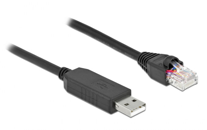 Delock---Adattatore-seriale---Da-USB--M--a-RJ-45--M----10-m---USB---USB2.0---EIA-232---nero--64160-