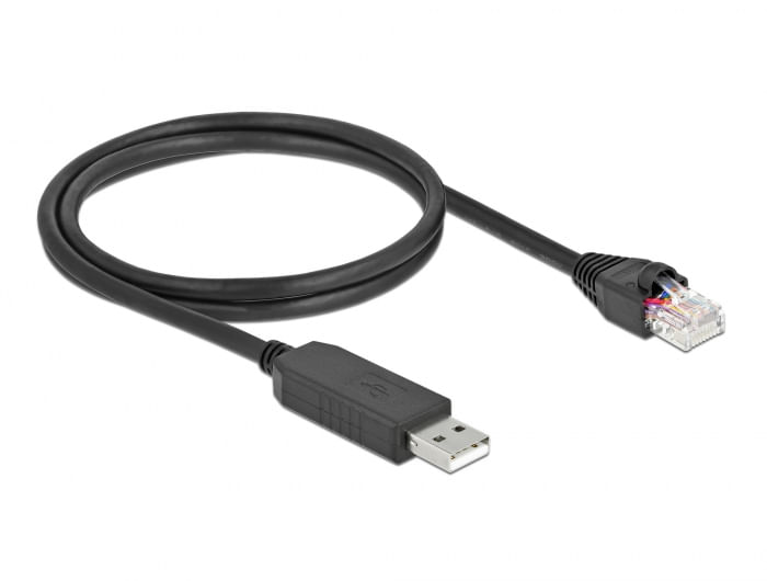 Delock---Adattatore-seriale---Da-USB--M--a-RJ-45--M----10-m---USB---USB2.0---EIA-232---nero--64160-