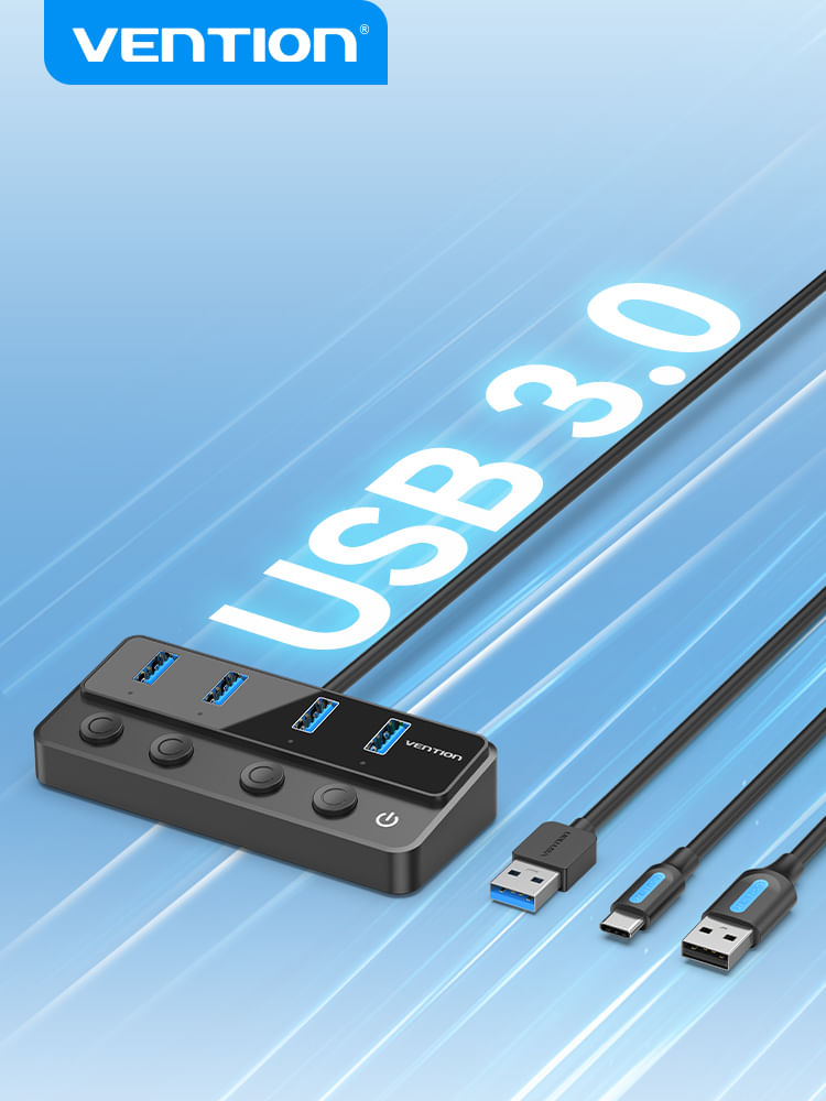 Vention-CHWBF-hub-di-interfaccia-USB-3.2-Gen-1--3.1-Gen-1--Type-A-5000-Mbit-s-Nero