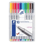 Staedtleler-Triplus-Fineliner-334-Confezione-da-10-pennarelli-punta-fine---03-mm---Inchiostro-a-base-acqua---Colori-asso