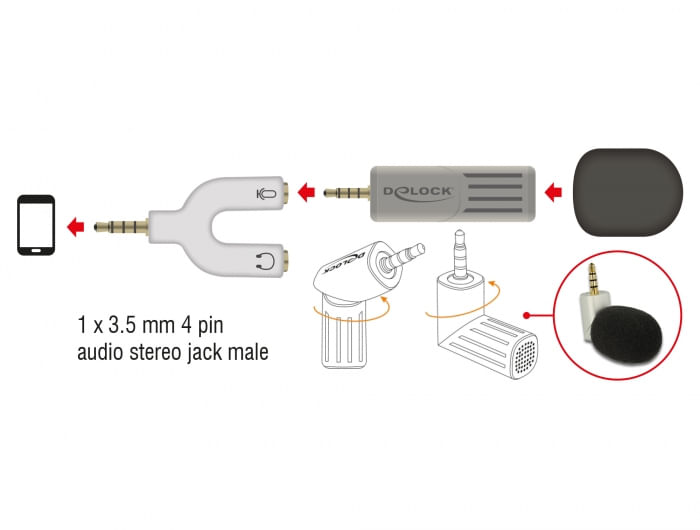 Delock-Microfono-a-condensatore-unidirezionale-per-smartphone---tablet-jack-da-35-mm-a-4-pin-angolato-a-90-argento