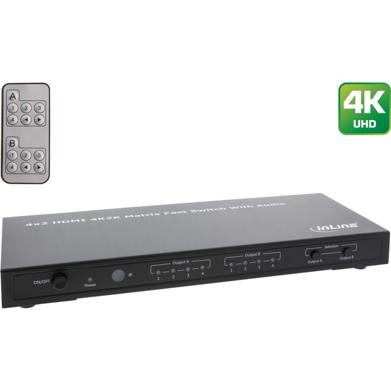 Switch-matrice-HDMI---switcher---4K2K---4-ingressi-su-2-uscite