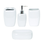 set di 4 accessori classici in ceramica bianca