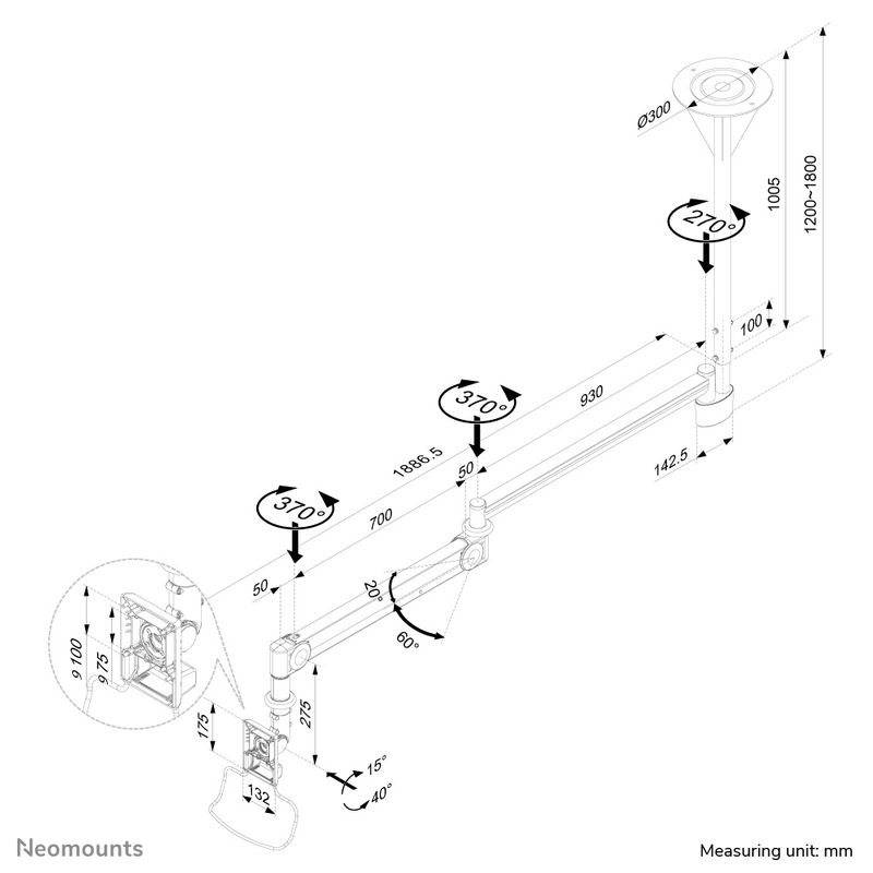 Neomounts-Supporto-da-soffito-per-monitor-medicali