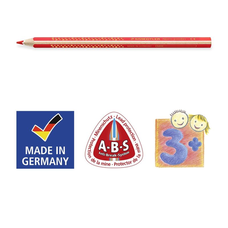 Staedtler-Jumbo-Noris-128-matita-colorata-triangolare---mina-4-mm---resistenza-alla-rottura---design-ergonomico---colore-giallo