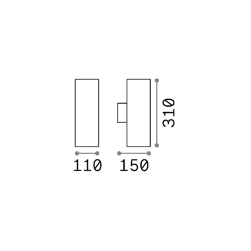 Applique-Moderna-Gun-Alluminio-Cromo-2-Luci-E27