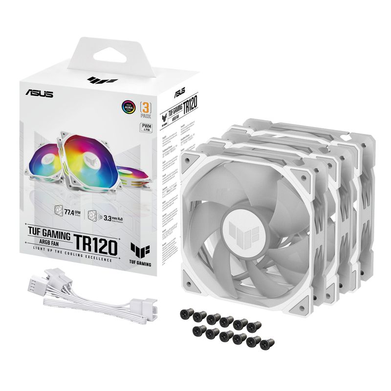 ASUS-TUF-GAMING-TR120-ARGB-3IN1-White-Case-per-computer-Raffreddatore-d-aria-12-cm-Bianco