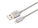 Cavo-dati-USB-Nevox-Lightning-MFi-nylon-intrecciato-1M-grigio-argento