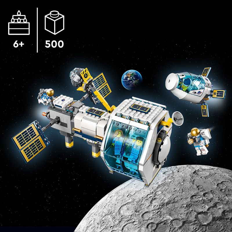 LEGO-City-60349-Stazione-Spaziale-Lunare-Base-NASA-con-5-Minifigure-di-Astronauti-Giochi-Creativi-per-Bambini-di-6--Anni