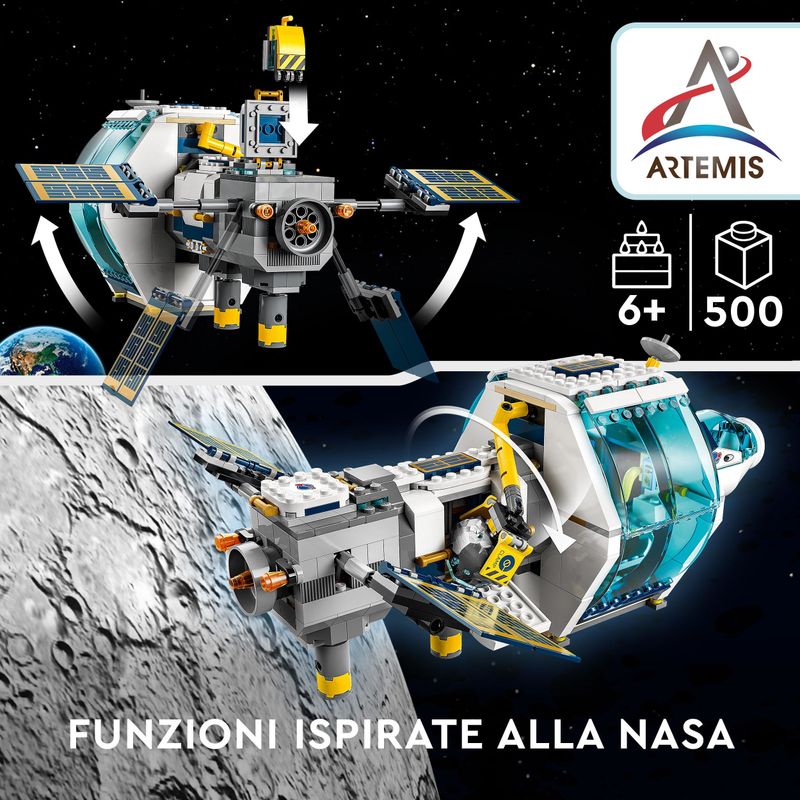 LEGO-City-60349-Stazione-Spaziale-Lunare-Base-NASA-con-5-Minifigure-di-Astronauti-Giochi-Creativi-per-Bambini-di-6--Anni