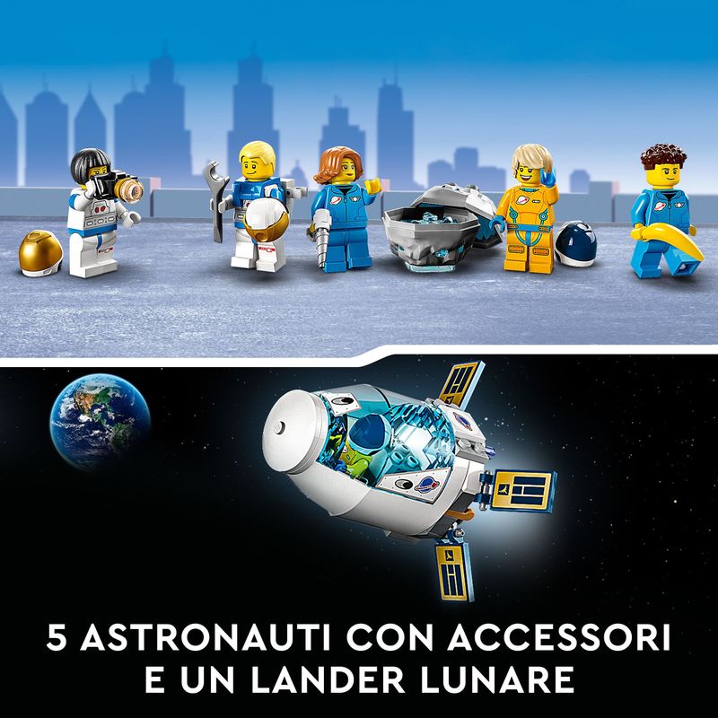 LEGO-City-60349-Stazione-Spaziale-Lunare-Base-NASA-con-5-Minifigure-di-Astronauti-Giochi-Creativi-per-Bambini-di-6--Anni