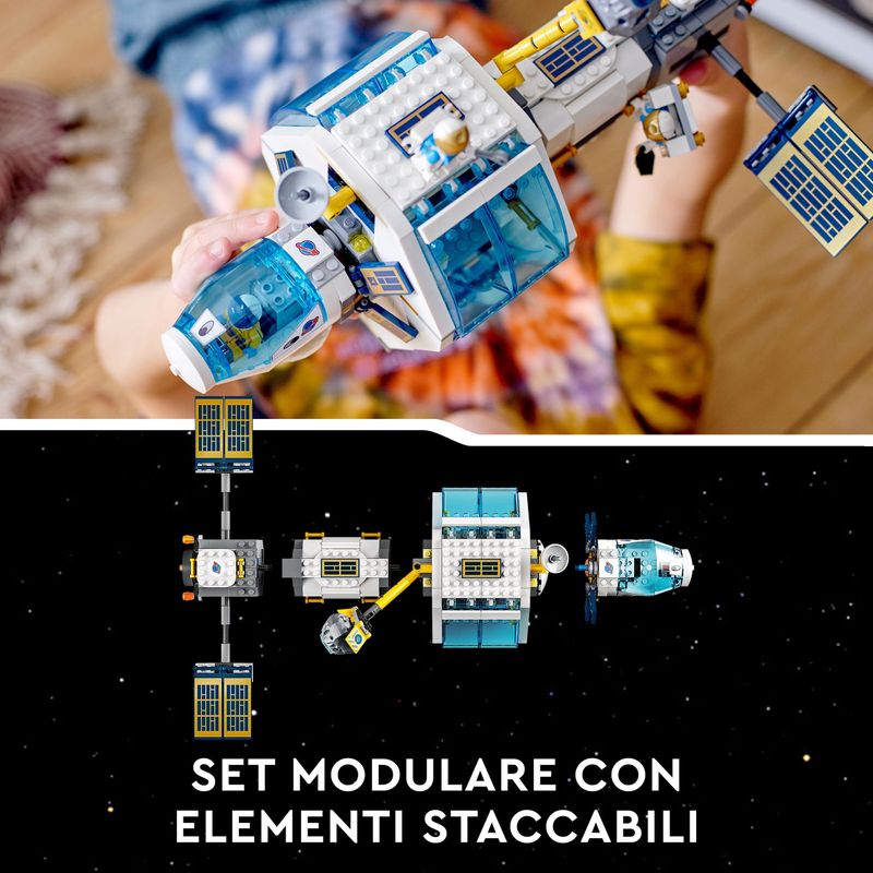 LEGO-City-60349-Stazione-Spaziale-Lunare-Base-NASA-con-5-Minifigure-di-Astronauti-Giochi-Creativi-per-Bambini-di-6--Anni