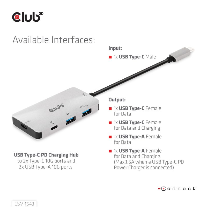 CLUB3D-CSV-1543-replicatore-di-porte-e-docking-station-per-laptop-USB-3.2-Gen-2--3.1-Gen-2--Type-C-Nero-Argento