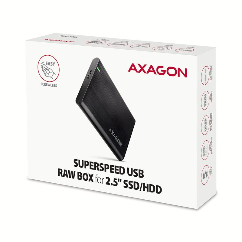 Axagon-EE25-A6M-contenitore-di-unit--di-archiviazione-Box-esterno-HDD-SSD-Nero-2.5--AXAGON-EE25-A6M-USB3.0---SATA-6G-2.5