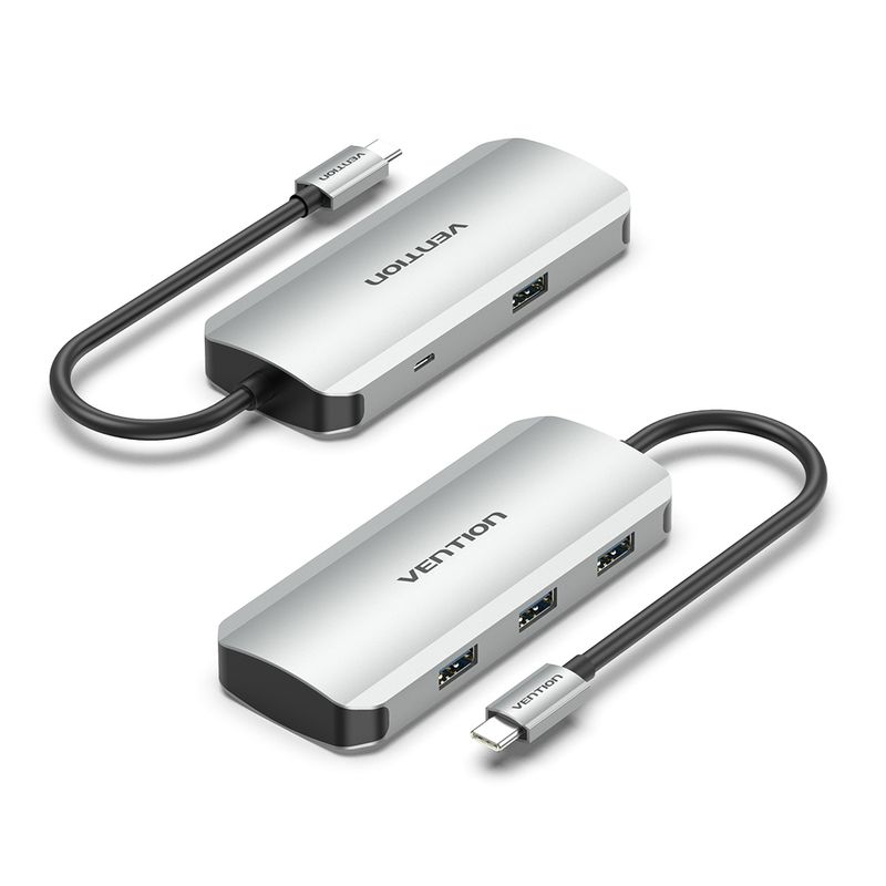 Vention-TNAHB-hub-di-interfaccia-USB-tipo-C-5000-Mbit-s-Grigio