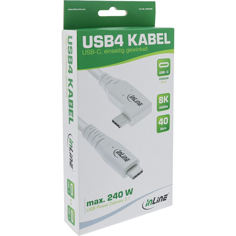 Cavo-USB4---USB-C---angolato-a-un-estremitA ---PD-240W---8K60Hz---TPE---bianco---15m