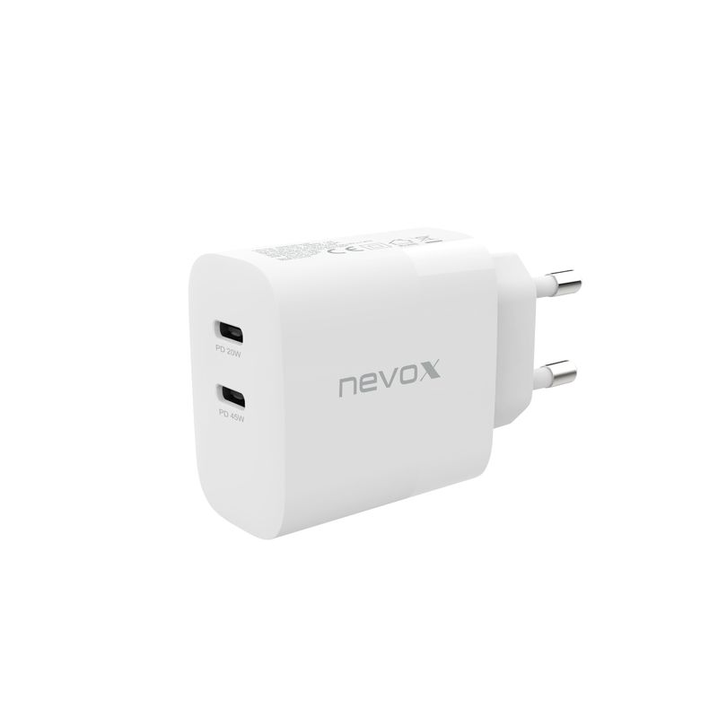 Caricabatterie-Nevox-45W-DUAL---USB---C-Power-Delivery--PD--GaN-bianco