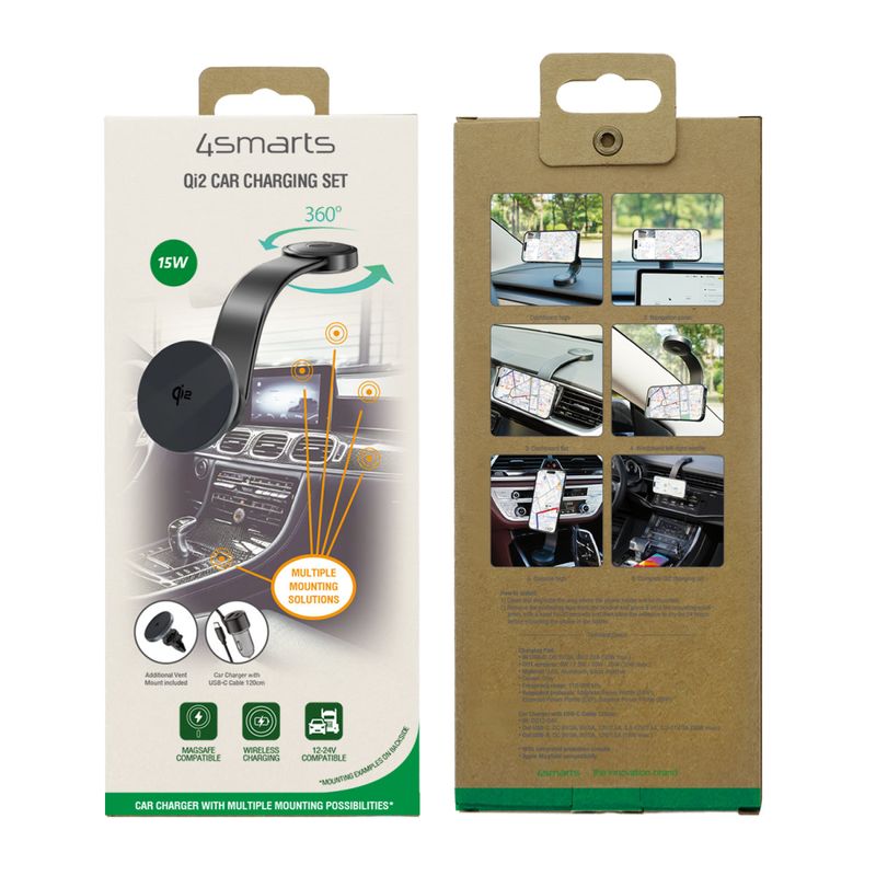 Set-di-ricarica-per-auto-4smarts-Qi2-grigio