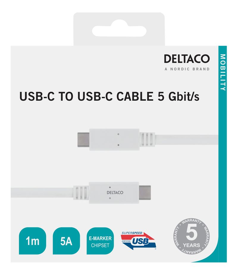 Deltaco-USBC-1502M-cavo-USB-1-m-USB-3.2-Gen-1-3.1-Gen-1-Bianco--Deltaco-USB-C-to-USB-C-Cable-1m-5A---White-