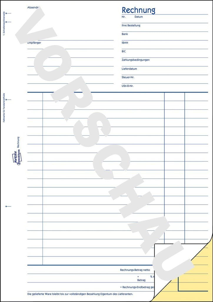 AVERY-Zweckform-modulo-fattura-libro-1734-DIN-A4-2x-40-pagine