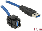 Delock-Modulo-Keystone-USB-5-Gbps-Tipo-A-femmina-250-a-Tipo-A-maschio-con-cavo-da-15-m-nero
