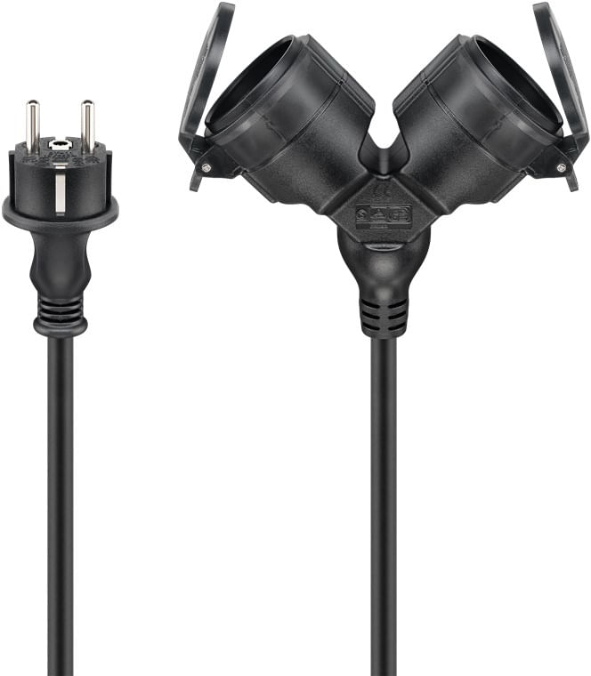Goobay-Doppel-VerlA¤ngerungskabel-Outdoor-5-m-schwarz---Schutzkontaktstecker-Typ-F-CEE--65434-