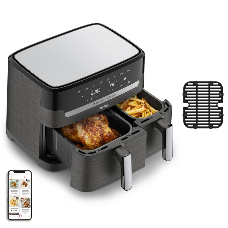 Tefal-Dual-Easy-Fry---Grill-EY905B-Doppia-83-L-Indipendente-2700-W-Friggitrice-ad-aria-calda-Grigio