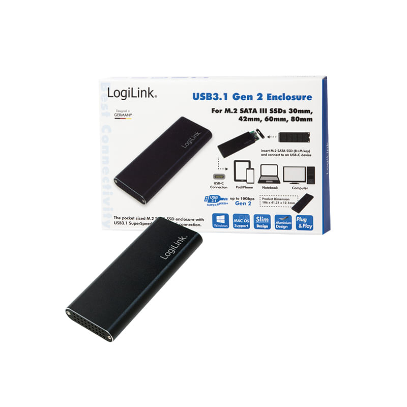 LogiLink---Custodia-di-archiviazione---M.2---Scheda-M.2---10-Gbit-s---USB-3.1--Gen-2-