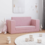 vidaXL Divano Letto per Bambini a 2 Posti Rosa in Morbido Peluche