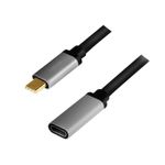 2direct LogiLink CUA0105 USB 3.2 Gen 2 Cable C/M to C/F, 4K/60 Hz, alu, black/grey, 0.5 m (CUA0105)