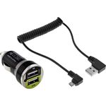 InLine Set di ricarica per auto USB DUAL - adattatore di alimentazione cavo da 1 m - da 12-24 V CC a 5 V CC-21 A