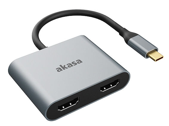 Akasa AK-CBCA26-18BK adattatore grafico USB Alluminio (Akasa AK-CBCA26-18BK USB Type-C to Dual HDMI MST Adapter 4K60Hz S