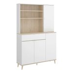 Dmora Credenza Dmere, Buffet dispensa da soggiorno, Madia da salotto moderna a 4 ante, 120x40h191 cm