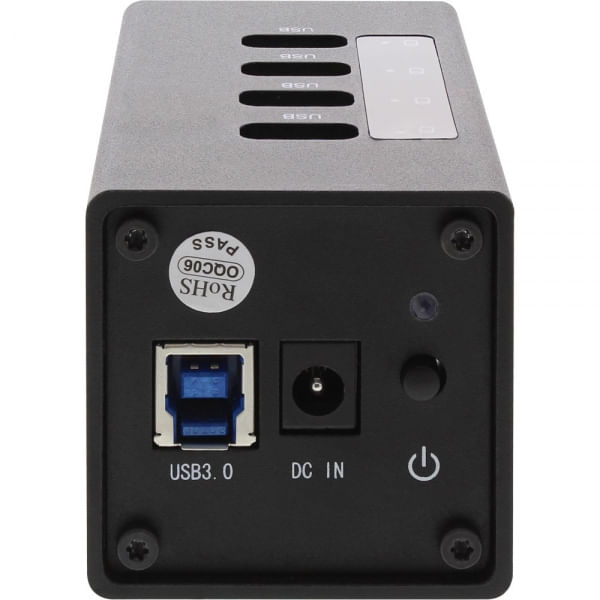 Hub-USB-3.0---4-porte---custodia-in-alluminio---nero---con-alimentatore-da-25A