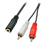 Lindy 35677 cavo audio 025 m 2 x RCA 3.5mm Nero Rosso Bianco (0.25M AV ADAPTER CABLE-3.5MM FE - MALE TO 2 X RCA MALE)