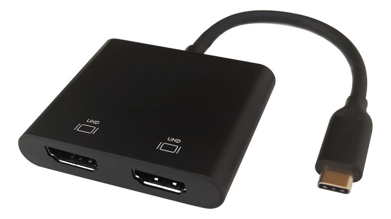 Deltaco-USBC-2HDMI-cavo-e-adattatore-video-01-m-USB-tipo-C-2-x-HDMI-Nero--USB-C-MST-HUB-2x-4K-60Hz-HDMI-x-2-black-0.1m-