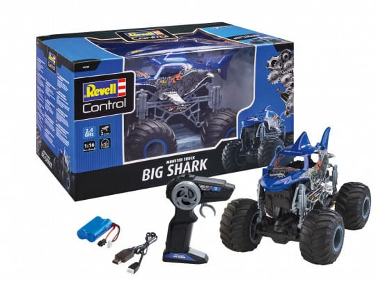 Revell-Big-Shark-Blau-1-16-RC-Modellauto-Elektro-Monstertruck-RtR-24-GHz--24558-