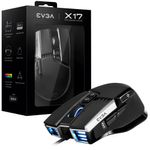 EVGA X17 mouse Ambidestro USB tipo A Ottico 16000 DPI (EVGA X17 Gaming Mouse Wired Black Customizable 16000 DPI 5 Profil