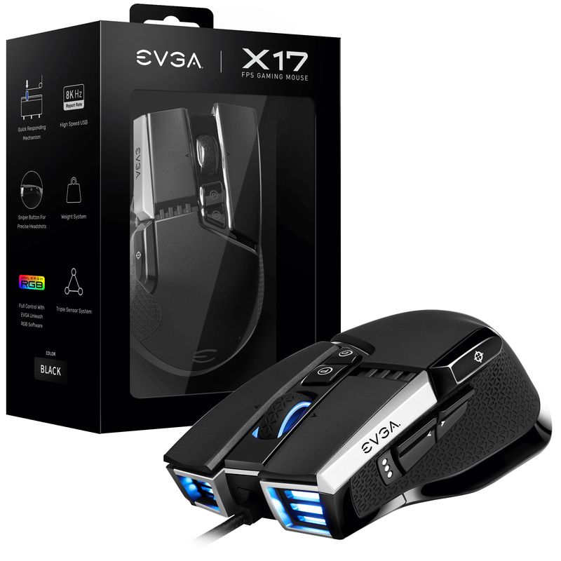 EVGA-X17-mouse-Ambidestro-USB-tipo-A-Ottico-16000-DPI--EVGA-X17-Gaming-Mouse-Wired-Black-Customizable-16000-DPI-5-Profil