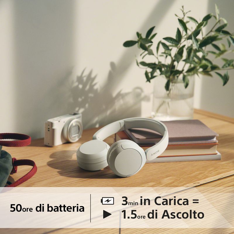 Sony-Cuffie-Bluetooth-wireless-WH-CH520---Durata-della-batteria-fino-a-50-ore-con-ricarica-rapida-stile-on-ear---Bianco