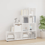 Libreria a Scala Bianco Lucido 142 cm in Legno Ingegnerizzato