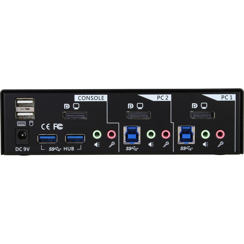 Switch-desktop-KVM---2-vie---DisplayPort---Hub-USB-3.0---con-audio