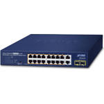 PLANET 16-Port 10/100/1000T 802.3at Non gestito Gigabit Ethernet (10/100/1000) Supporto Power over Ethernet (PoE) Blu