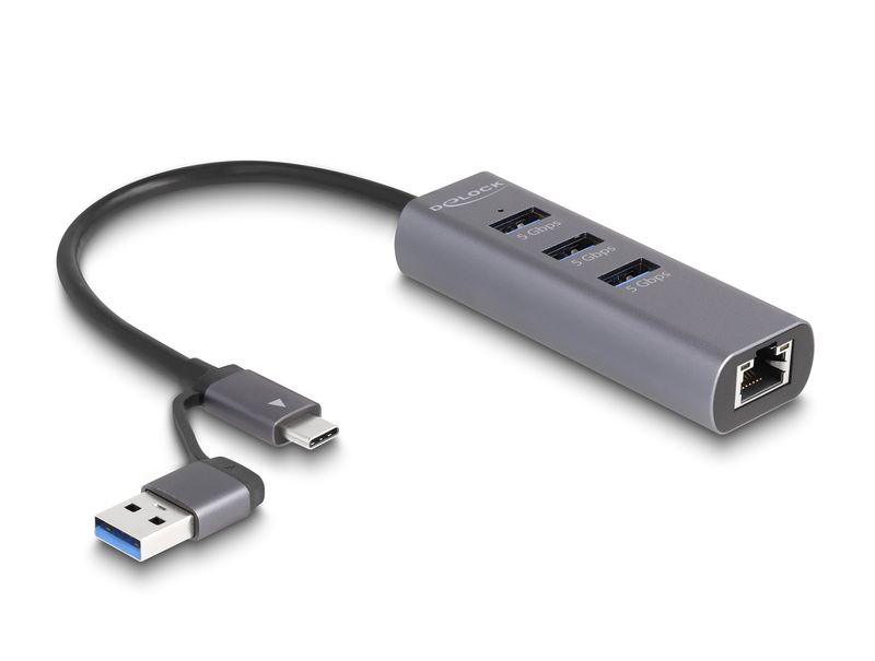 Delock-Hub-USB-5-Gbps-a-3-porte--LAN-Gigabit-con-porta-USB-Type-C-o-USB-Type-A-in-un-alloggiamento-metallico